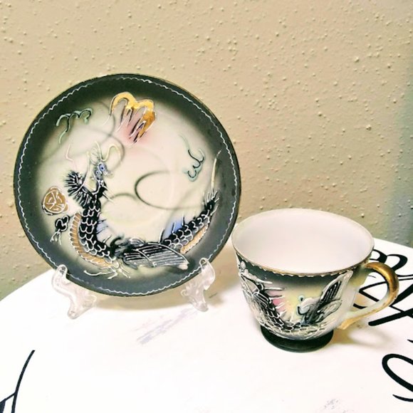 DRAGONWARE DEMITASSE CUP&SAUCER*MORIAGE*HAND PAINTED PORCELAIN*BETSON CHINA*VTG - Picture 10 of 10